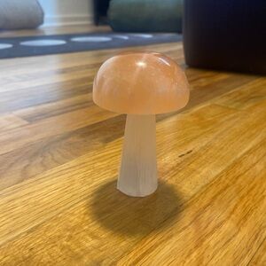 White Selenite and Peach Selenite Mushroom Decor